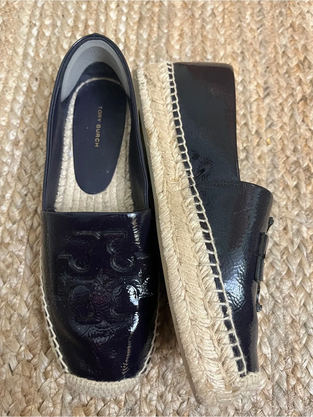Sz 9 Tory Burch Purple Patent Leather Ines Espadrille Flats